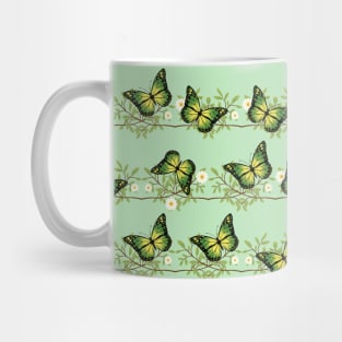 Green butterflies pattern Mug